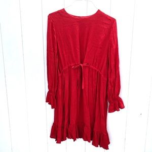 & other stories | long sleeve ruffle red dress